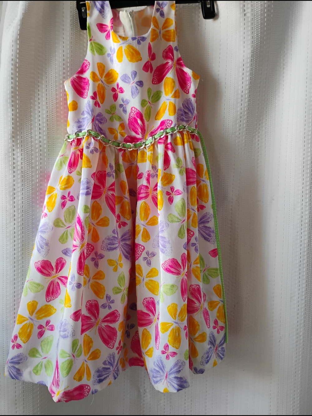 American Princess Girls White Floral Butterfly Print Party Dress Size 12